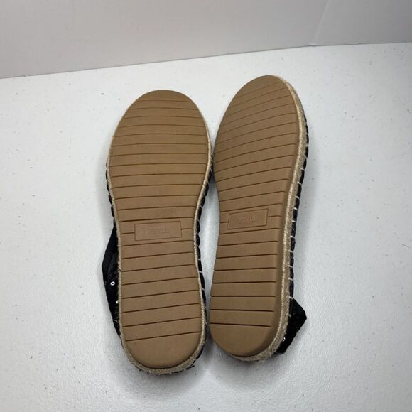 Tiosebon Lace Black Florals Sequin Espadrilles Flats Slip Ons Comfy Womens NWOB - Picture 5 of 7